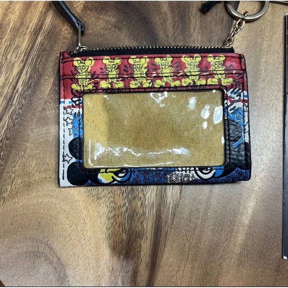 COACH Disney Mickey Mouse x Keith Haring Zip Card Case Wallet Keychain NWT - Picture 3 of 5